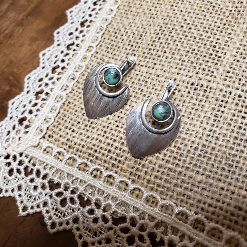 Earrings Vintage Sterling Silver Handmade feather